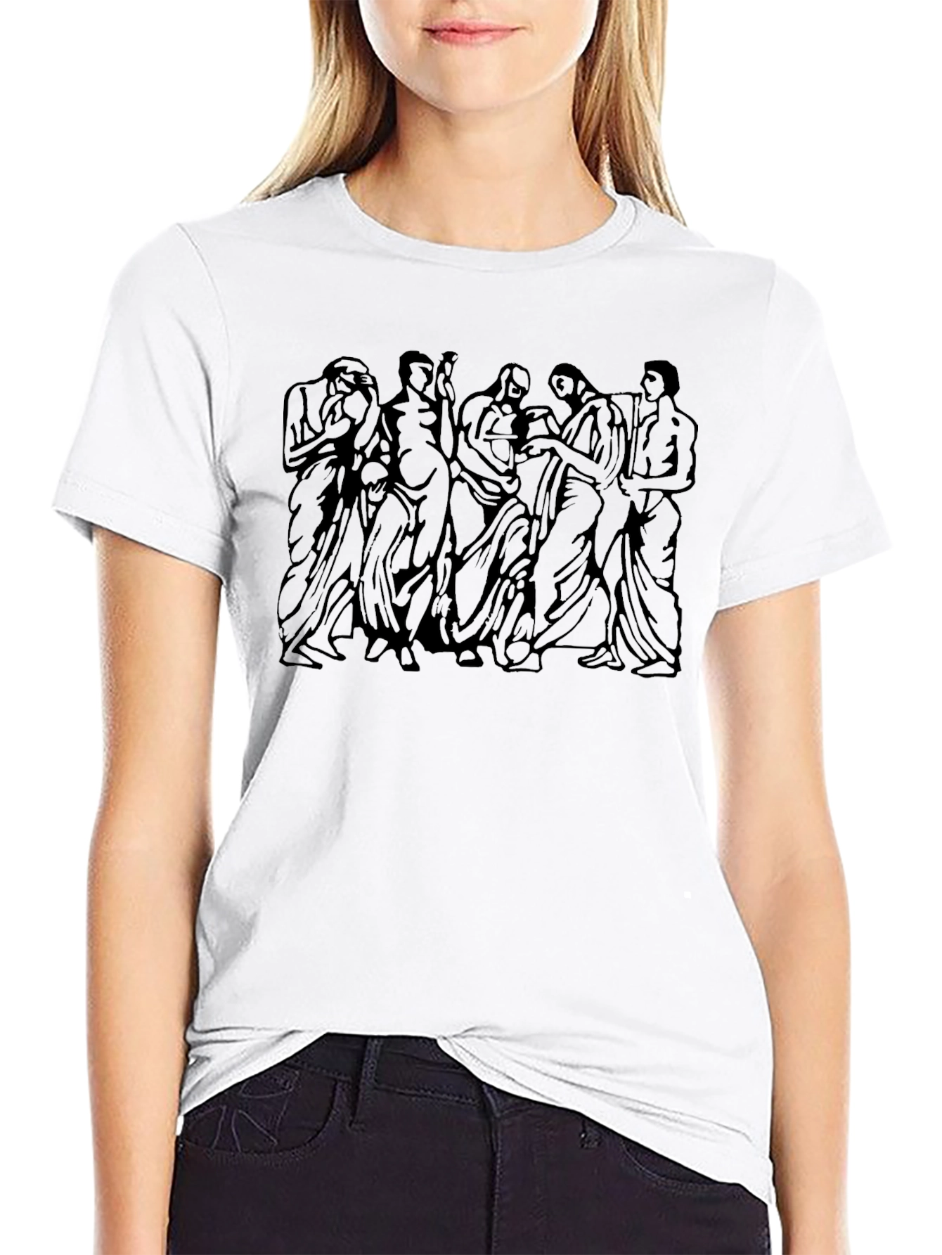 Classical Art Graphic Tee - Black Cotton Blend