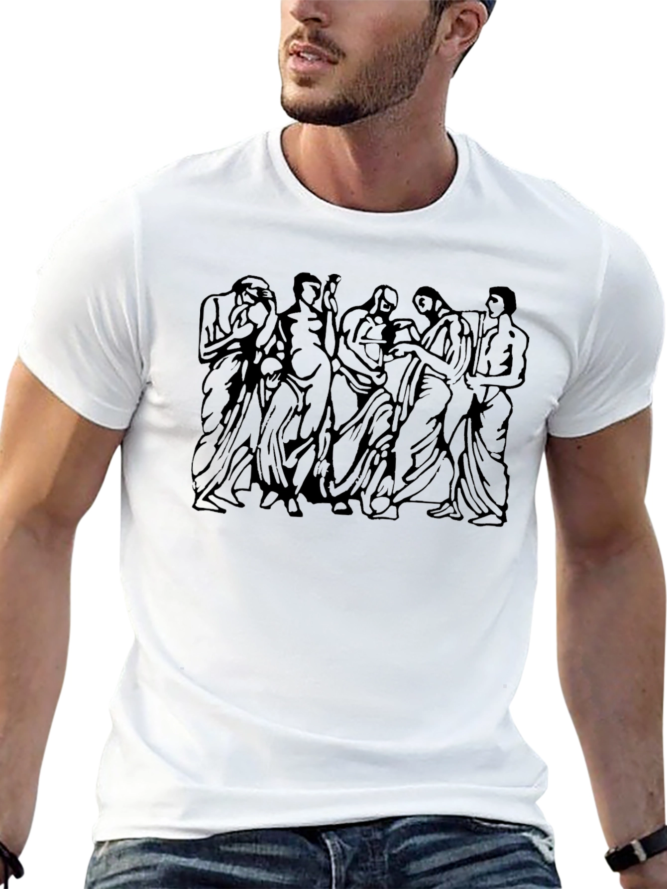 Classical Art Graphic Tee - Black Cotton Blend