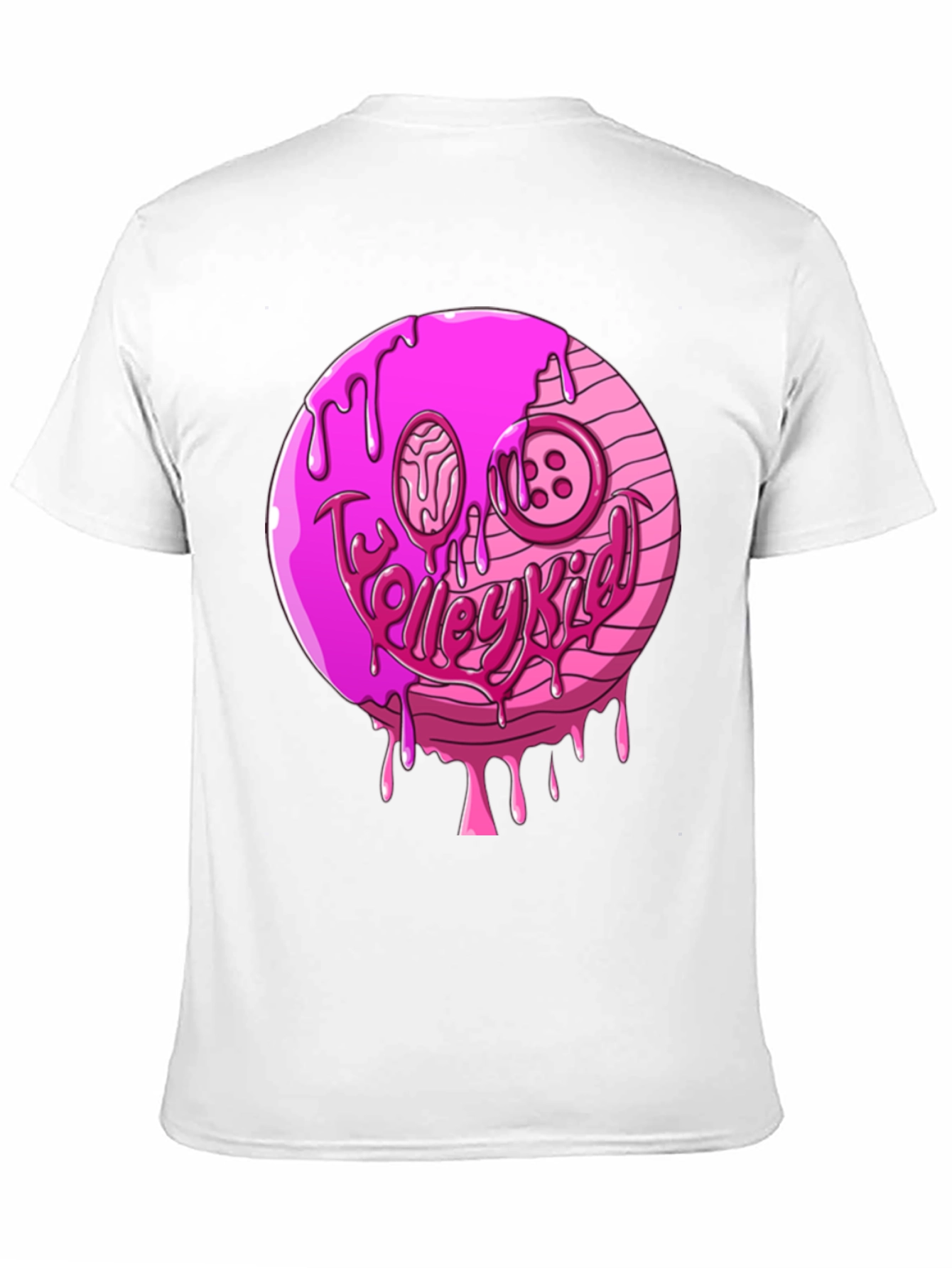 Pink Drip Smiley Face Graphic T-Shirt