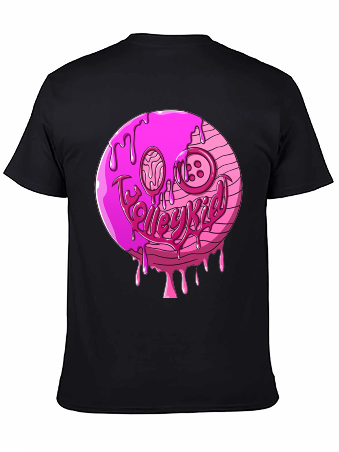 Pink Drip Smiley Face Graphic T-Shirt