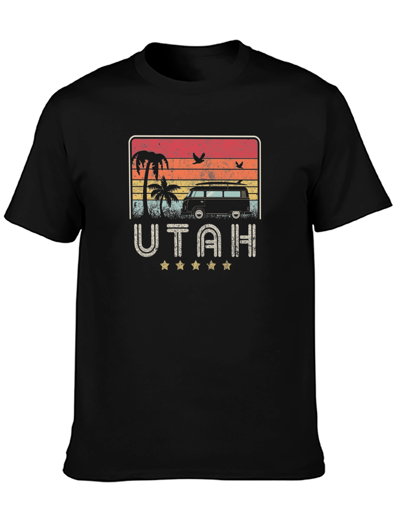 Retro Utah Beach Van Graphic T-Shirt