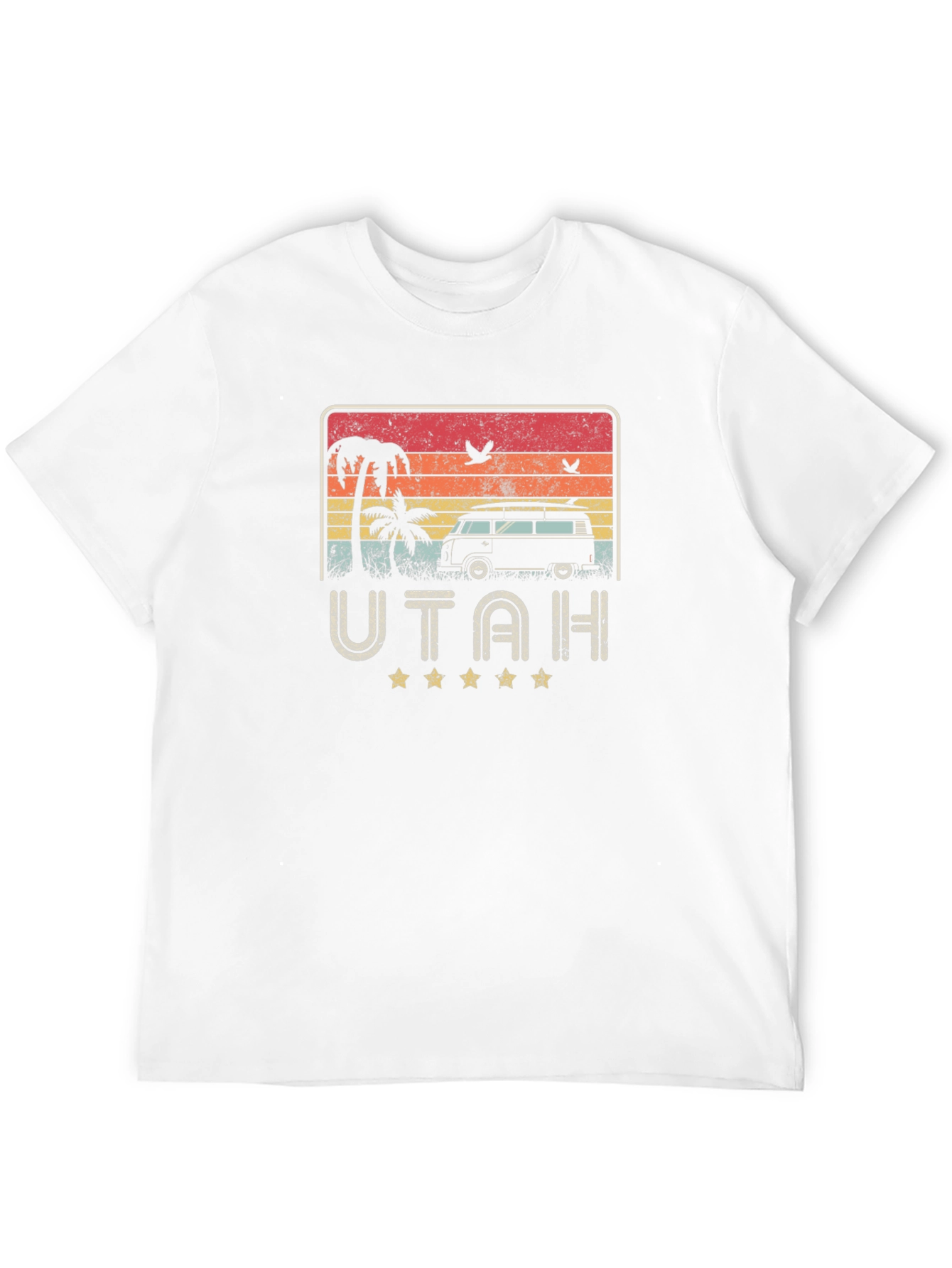 Retro Utah Beach Van Graphic T-Shirt