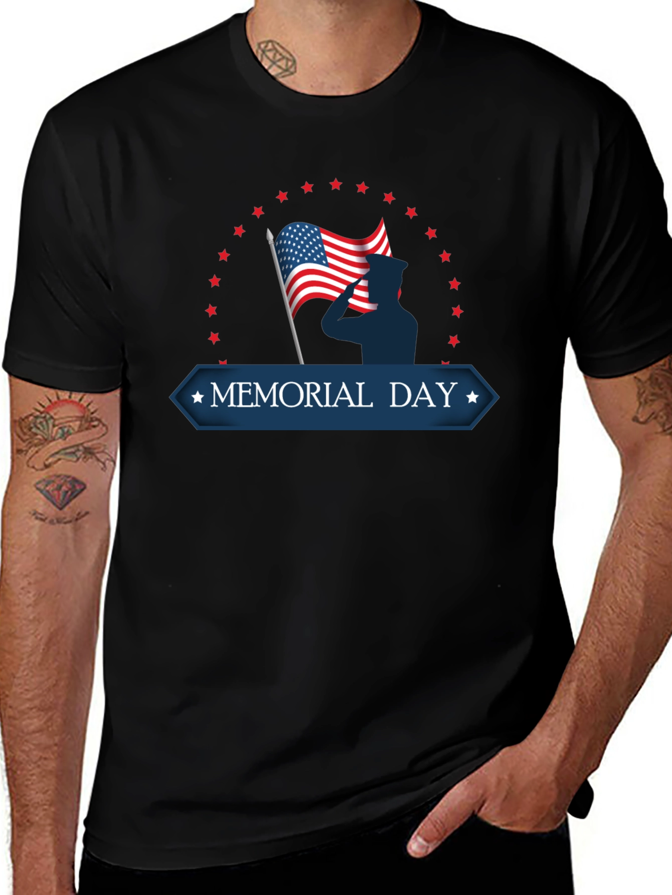 Memorial Day T-Shirt - Patriotic USA Flag Design