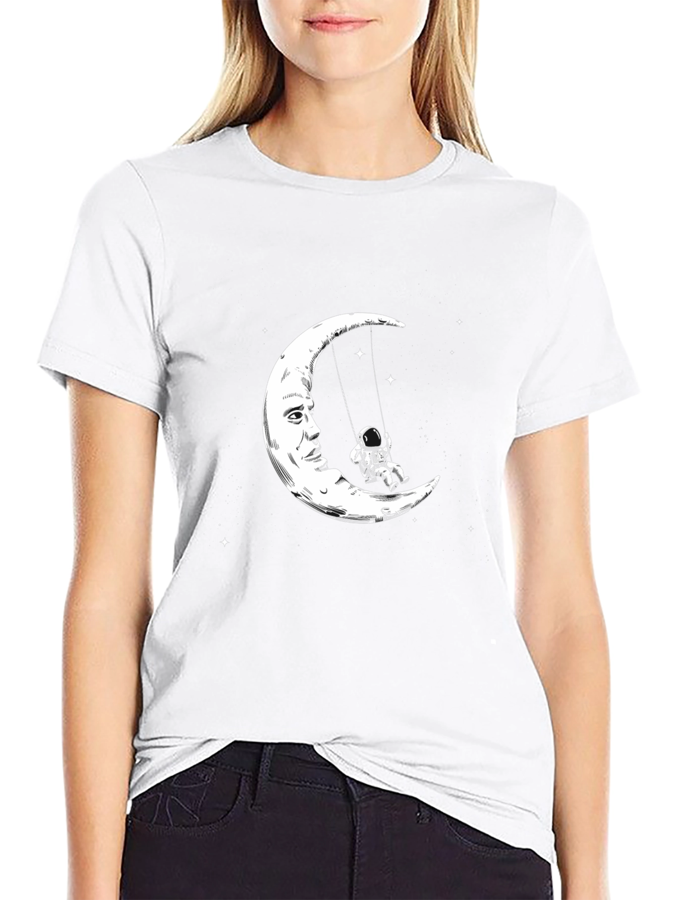 Astronaut Moon Swing Graphic Tee - Unique Design