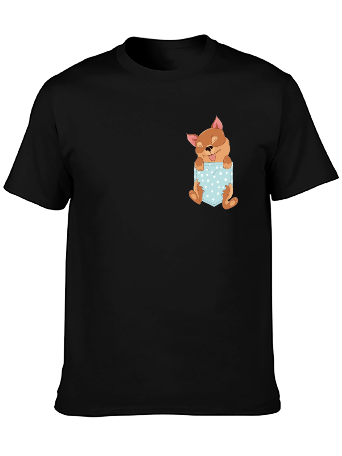 Cute Dog Pocket Tee - Stylish Graphic T-Shirt