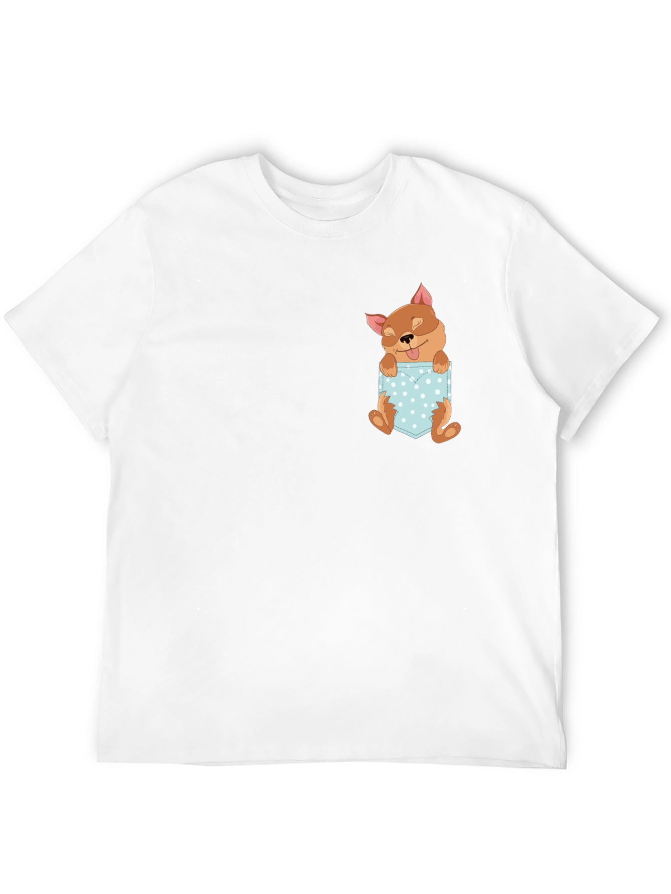 Cute Dog Pocket Tee - Stylish Graphic T-Shirt