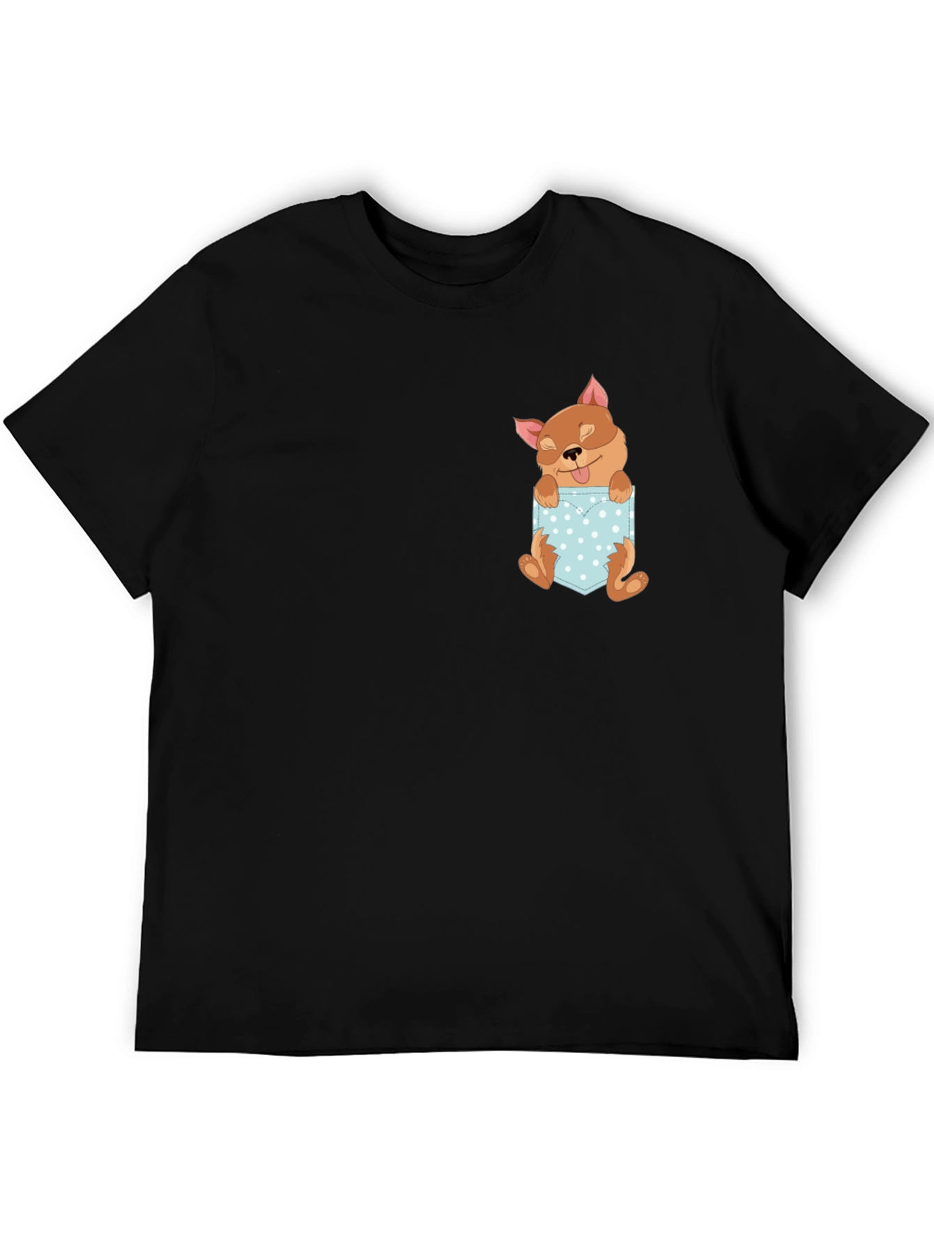 Cute Dog Pocket Tee - Stylish Graphic T-Shirt