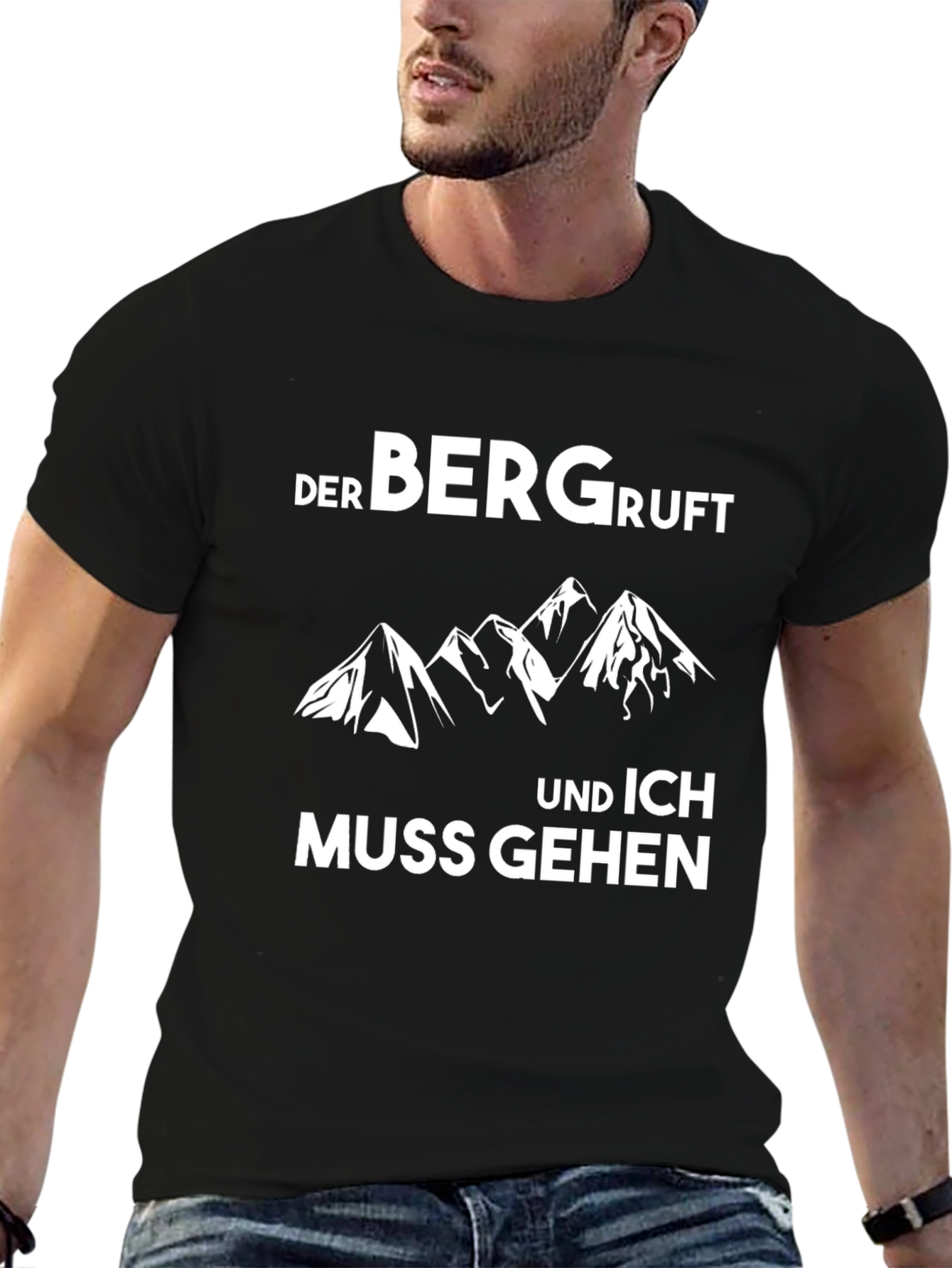 Der Berg Ruft Mens Black Graphic T-Shirt