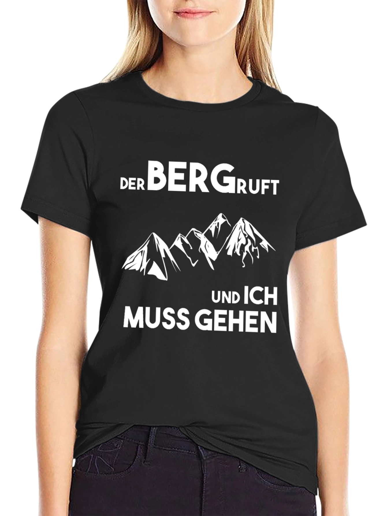 Der Berg Ruft Mens Black Graphic T-Shirt