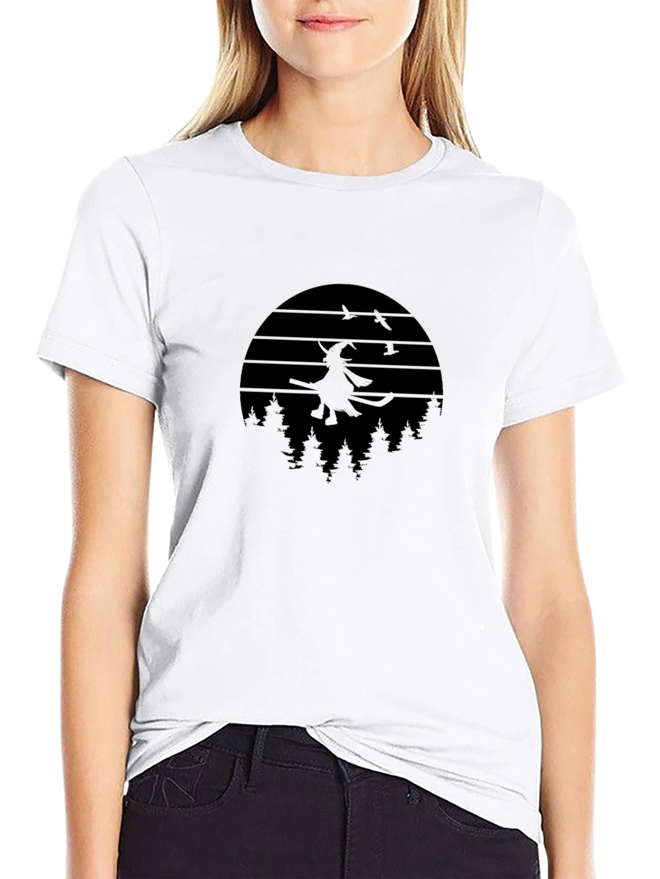 Witch on Broomstick Graphic Tee