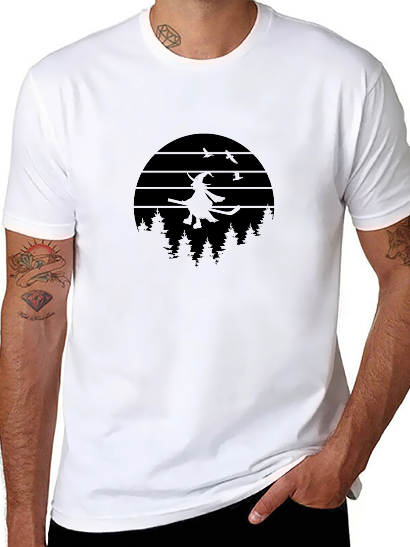 Witch on Broomstick Graphic Tee