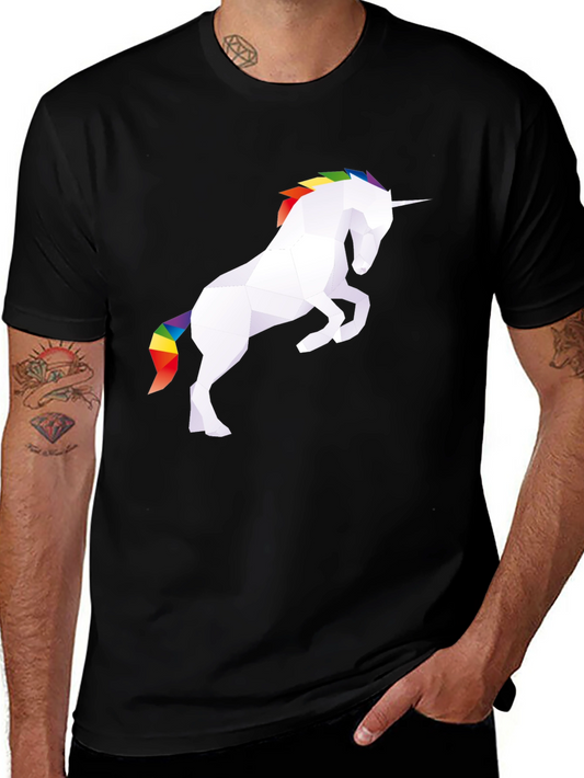 Geometric Unicorn Graphic Tee - Mens Black T-Shirt