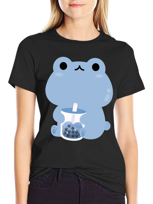 Cute Frog Bubble Tea Graphic T-Shirt