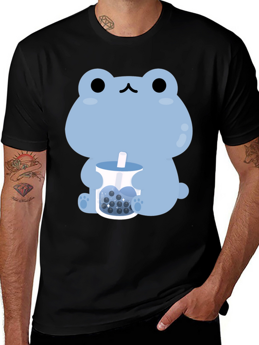 Cute Frog Bubble Tea Graphic T-Shirt