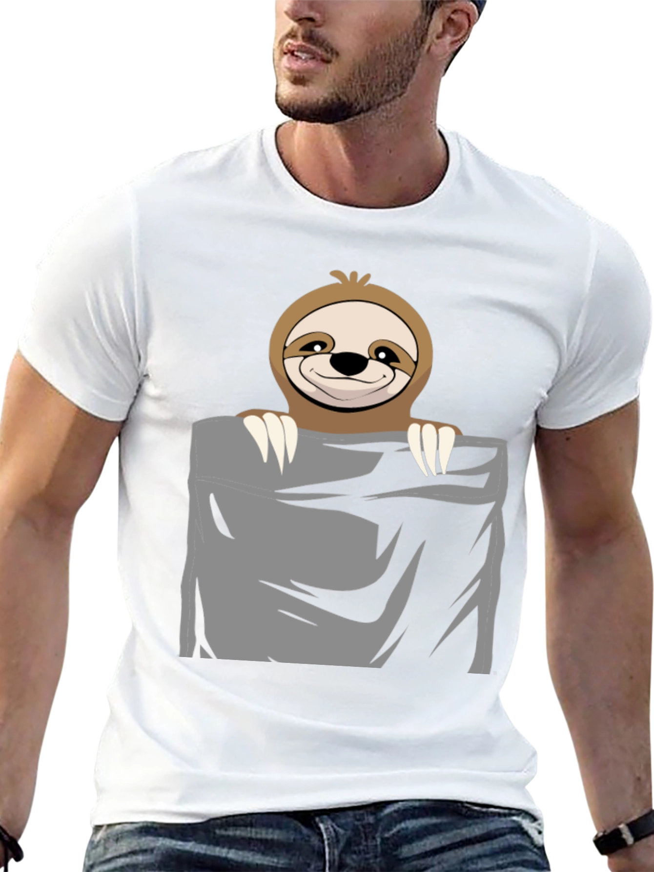 Sloth Pocket T-Shirt - Cute & Funny Animal Tee