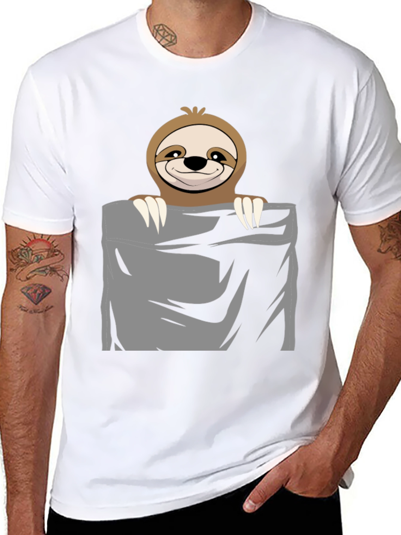 Sloth Pocket T-Shirt - Cute & Funny Animal Tee