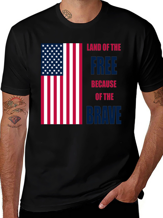 Land of the Free T-Shirt - Patriotic USA Flag Design
