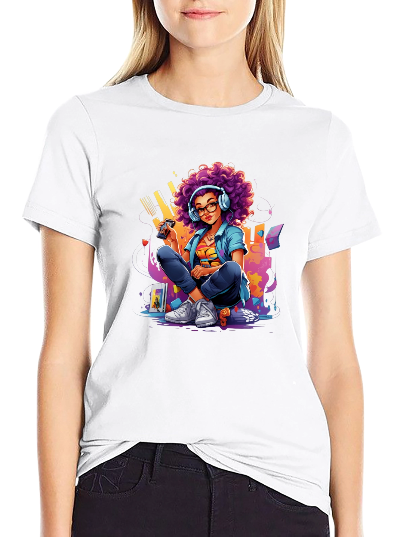 Gaming Girl Graphic Tee - Cool Retro Style
