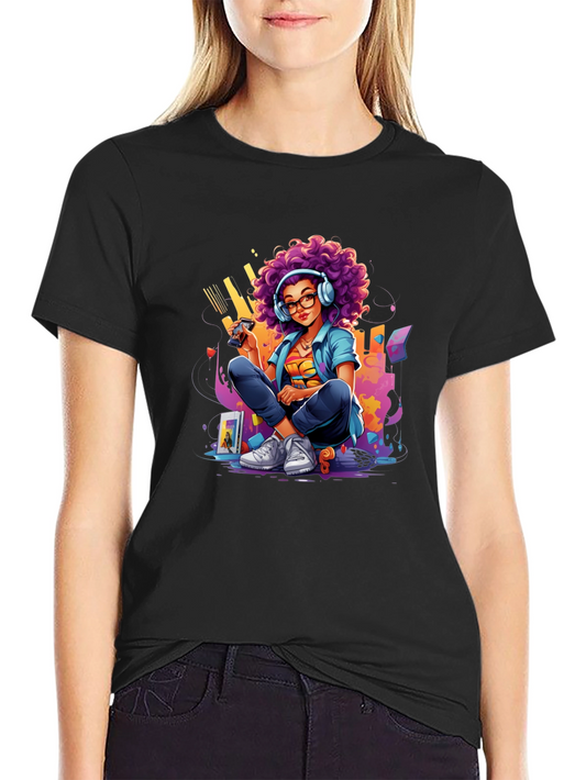 Gaming Girl Graphic Tee - Cool Retro Style