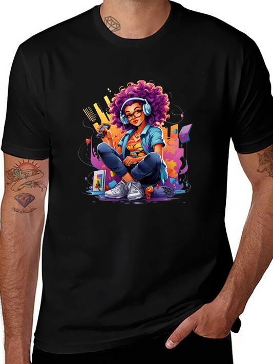 Gaming Girl Graphic Tee - Cool Retro Style