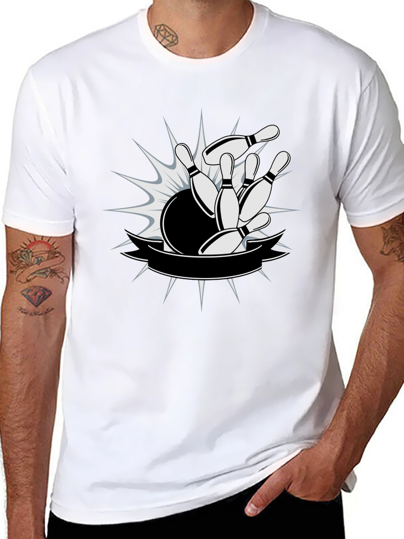 Bowling Strike Graphic T-Shirt - Mens Black Tee