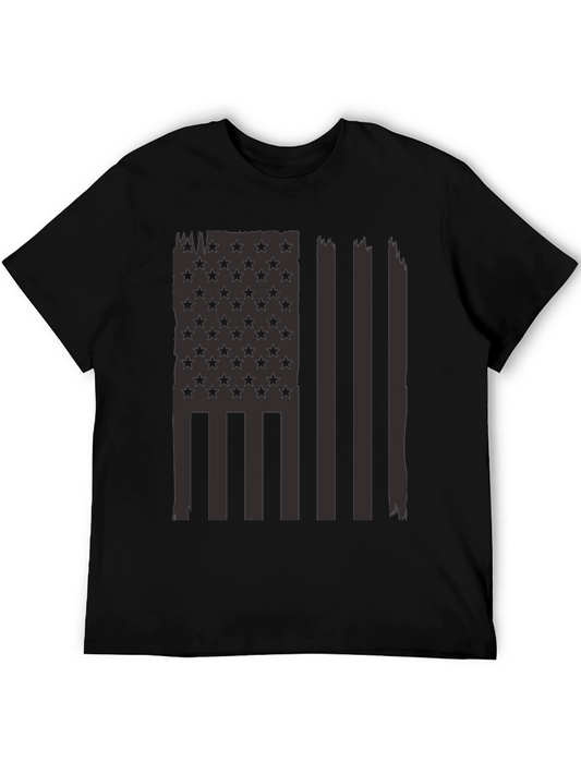 Distressed American Flag Graphic Tee - Black