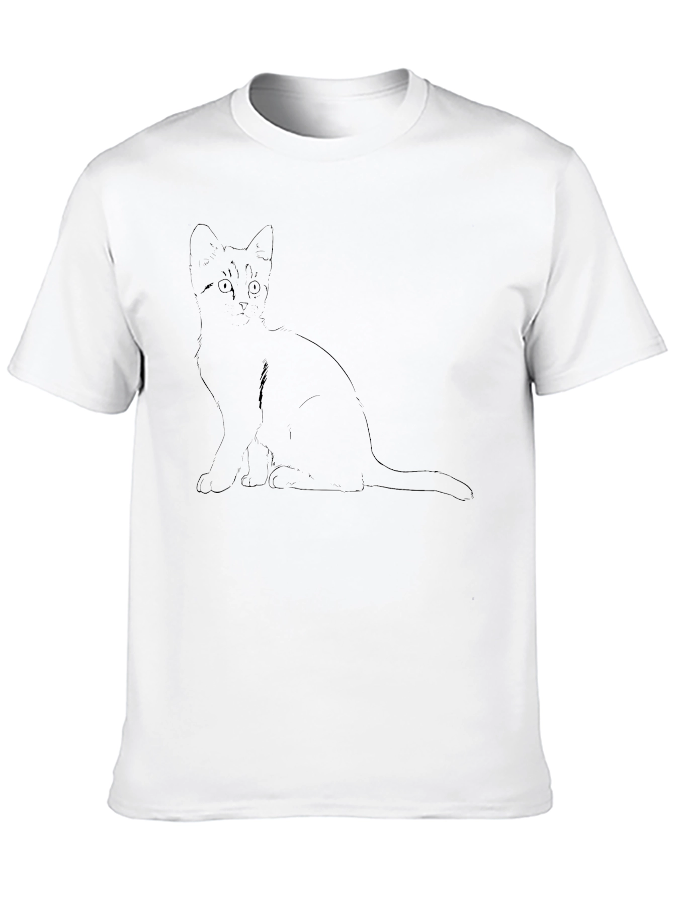 Mens Black T-Shirt with Cat Graphic