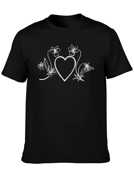 Floral Heart Graphic Tee - Classic Black
