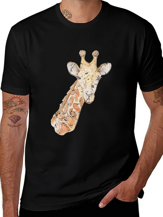 Giraffe Print Black T-Shirt - Casual Wear