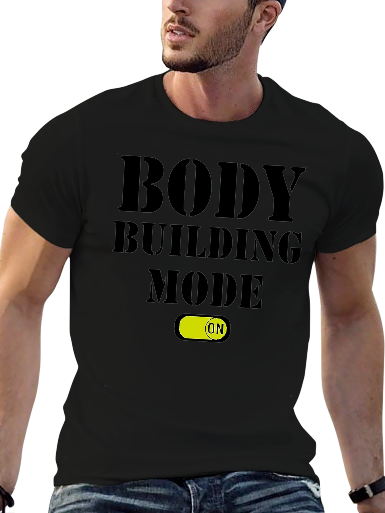 Body Building Mode ON Black T-Shirt