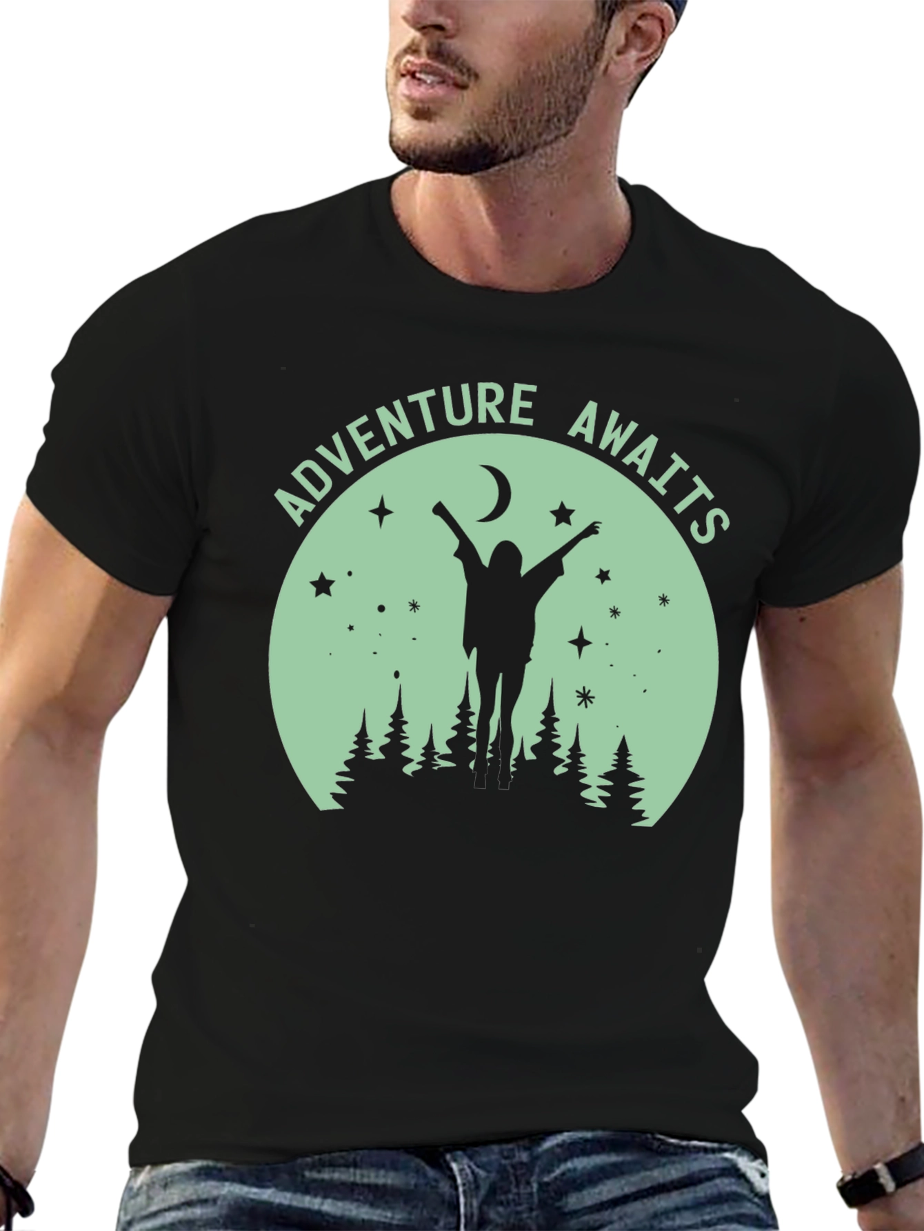 Adventure Awaits Graphic Tee - Unisex Black T-Shirt