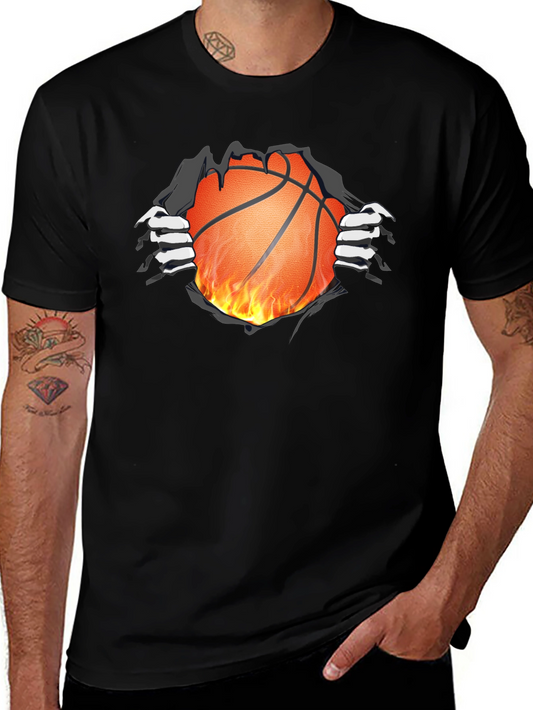 Fiery Basketball Graphic T-Shirt
