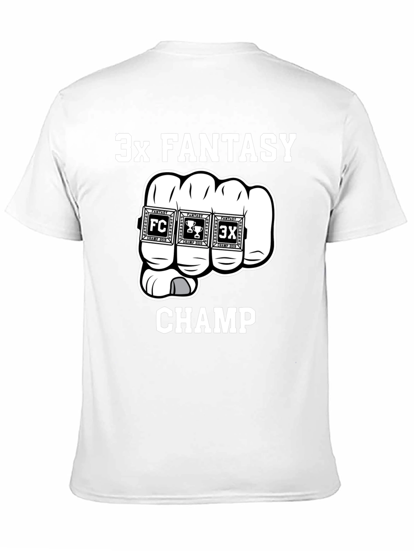 3x Fantasy Champ T-Shirt - Black Cotton Graphic Tee