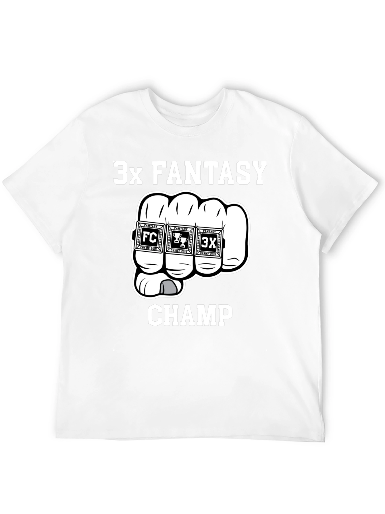 3x Fantasy Champ T-Shirt - Black Cotton Graphic Tee