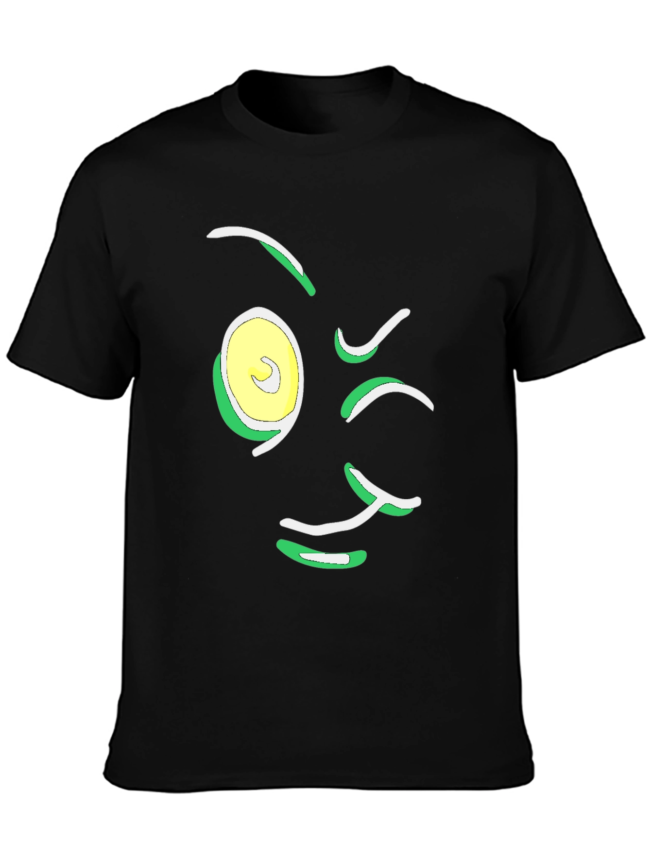 Winking Face Graphic Tee - Black Cotton