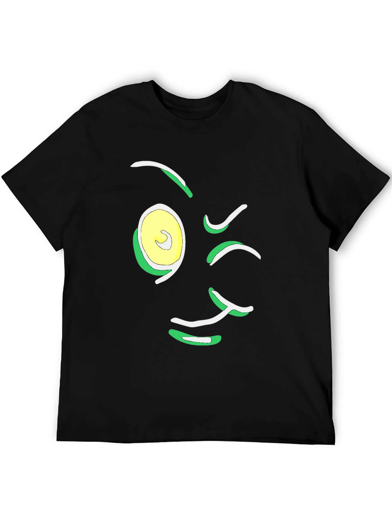 Winking Face Graphic Tee - Black Cotton