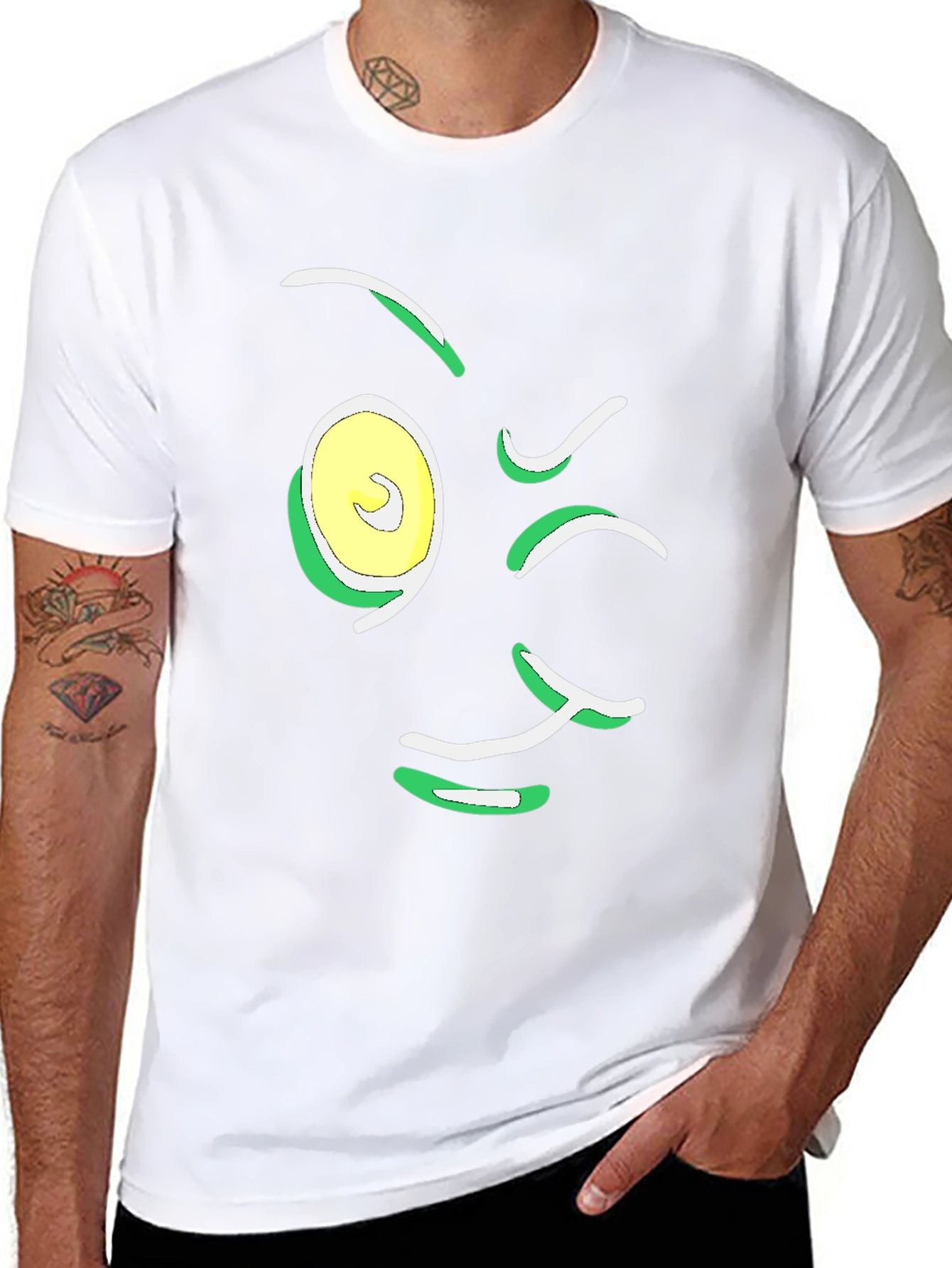 Winking Face Graphic Tee - Black Cotton