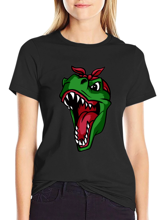 Bandana Dino Graphic Tee - Black Cotton T-Shirt