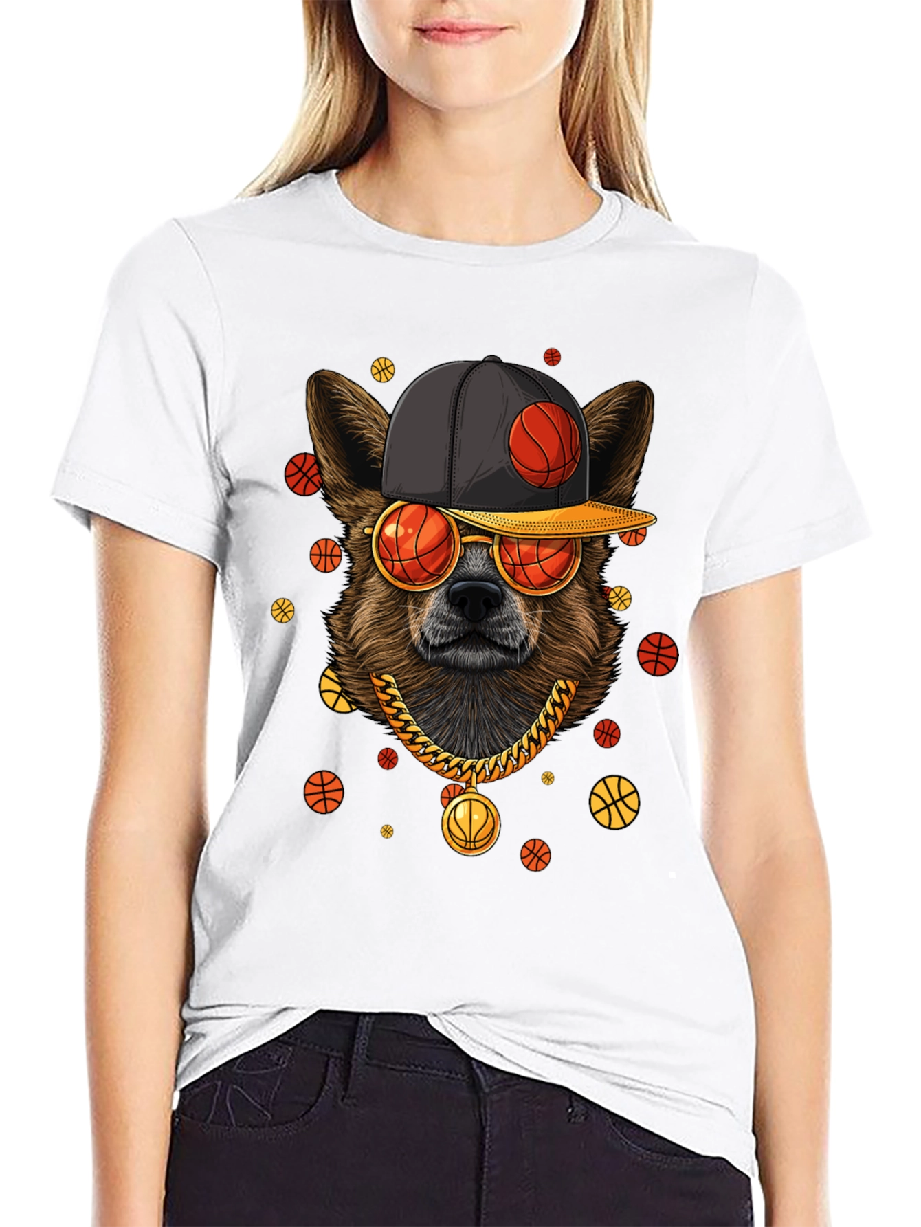 Cool Dog Basketball Graphic T-Shirt