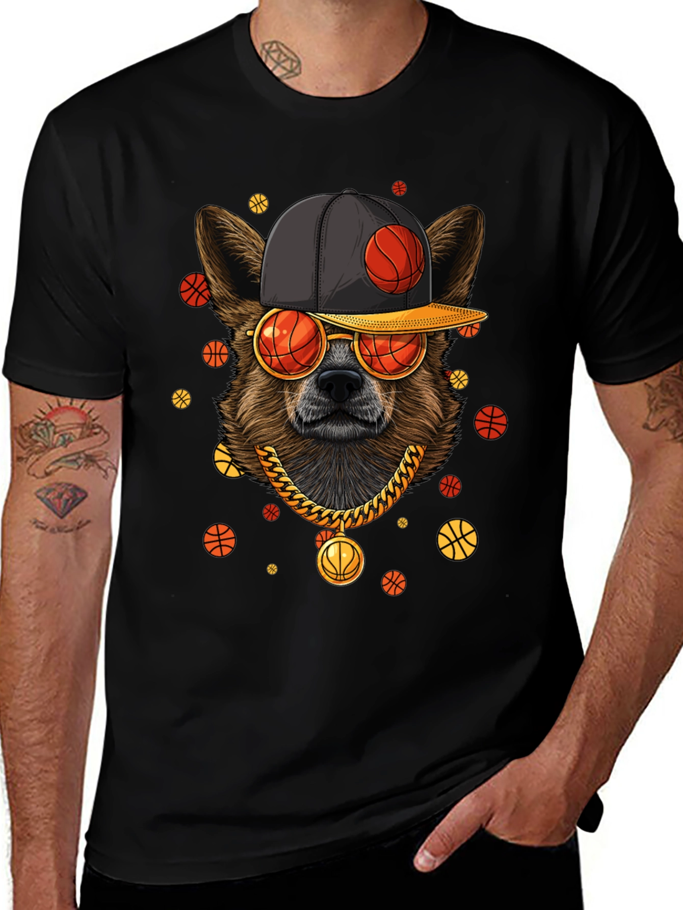 Cool Dog Basketball Graphic T-Shirt