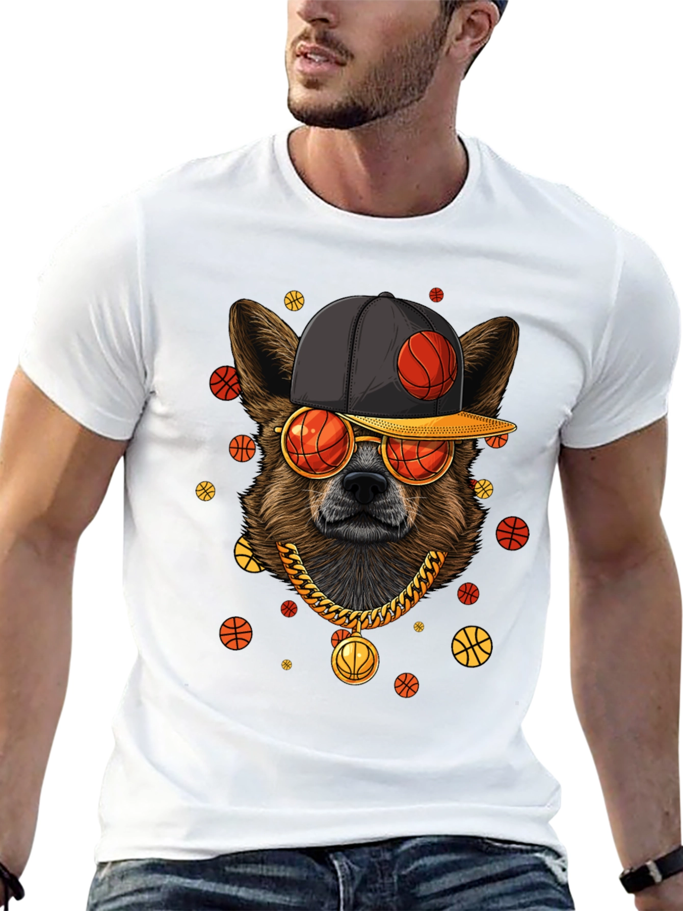 Cool Dog Basketball Graphic T-Shirt