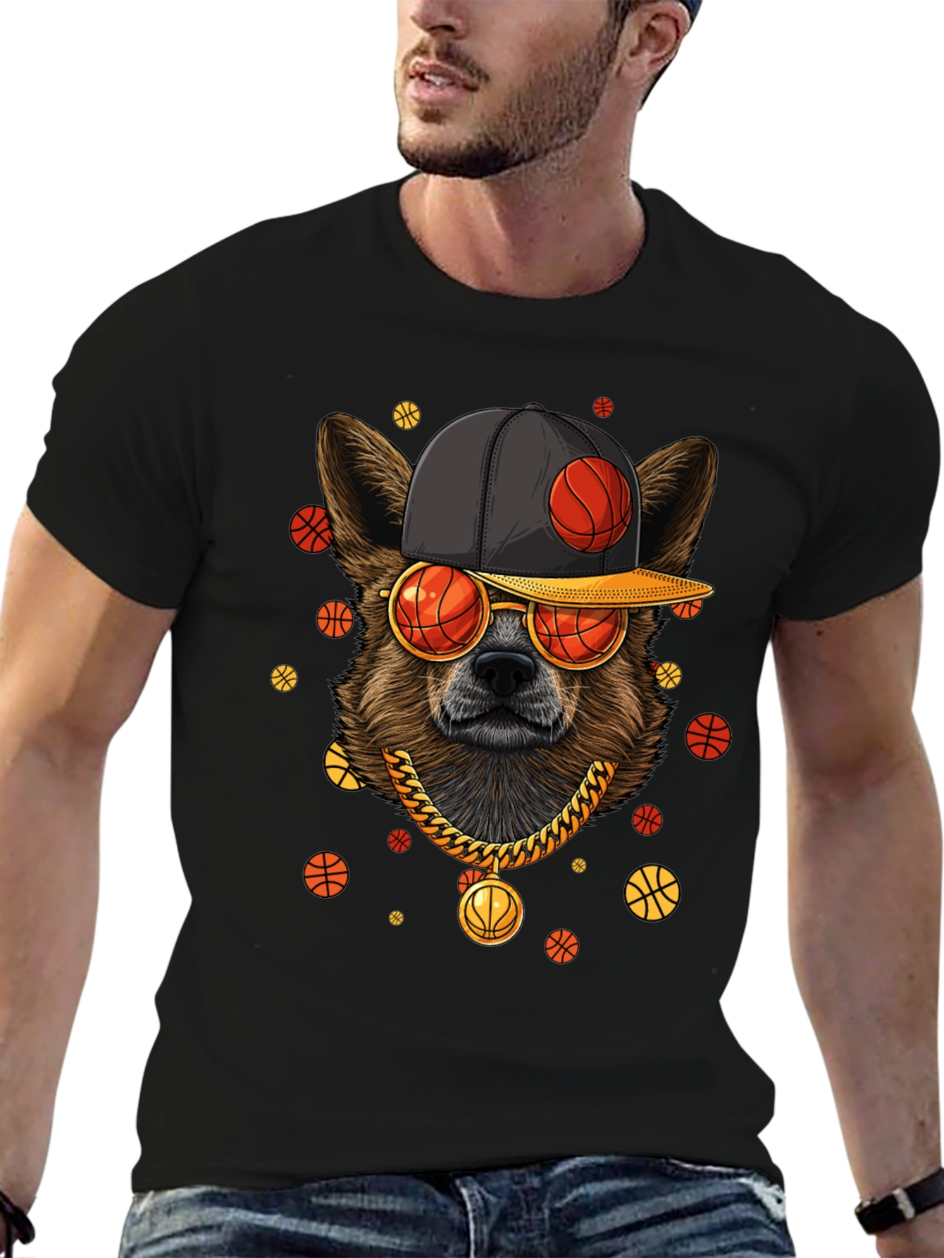 Cool Dog Basketball Graphic T-Shirt