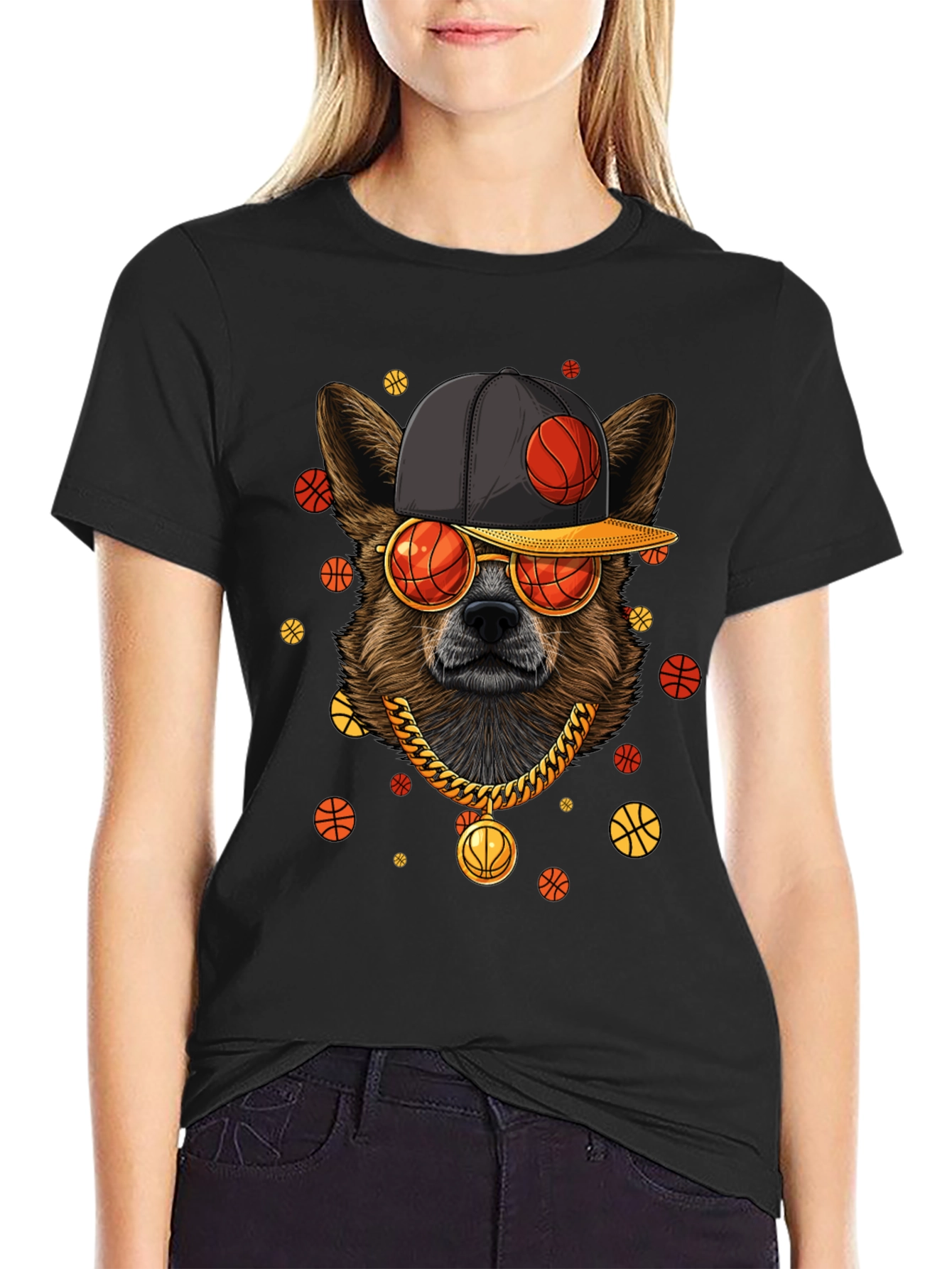 Cool Dog Basketball Graphic T-Shirt