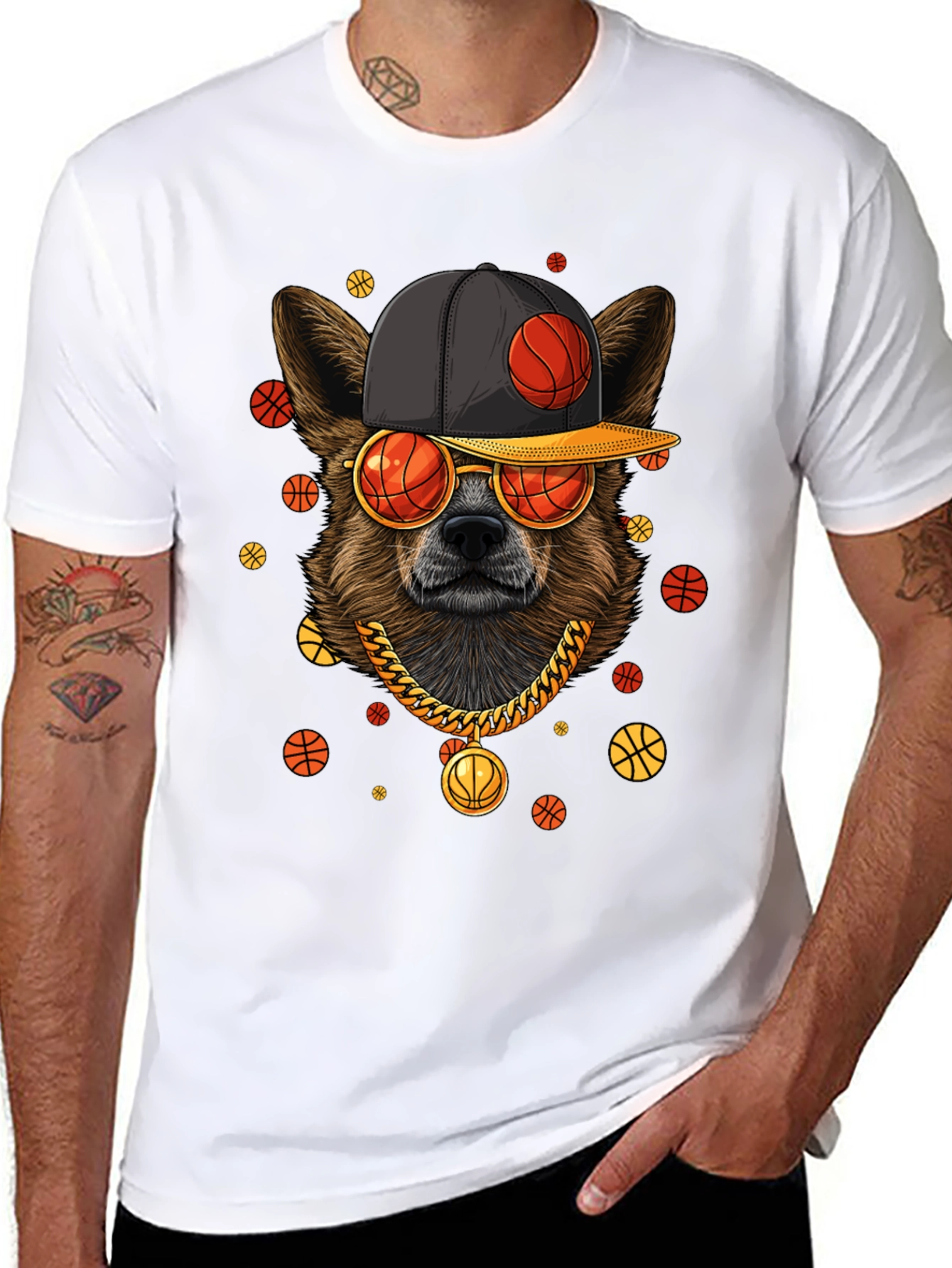 Cool Dog Basketball Graphic T-Shirt