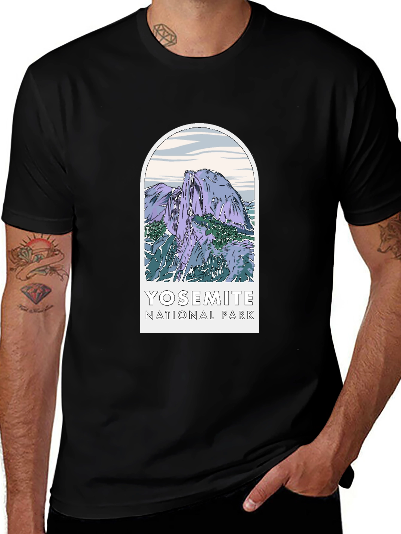 Yosemite National Park Graphic Tee - Black Cotton