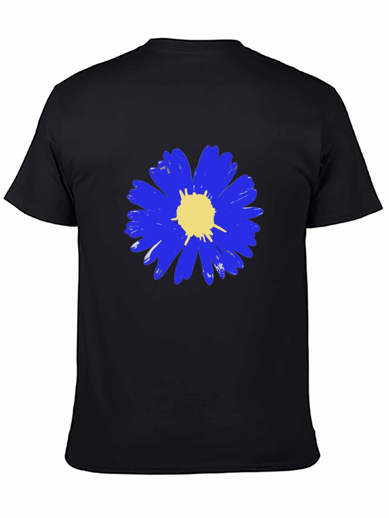 Blue Daisy Graphic Tee - Mens Black T-Shirt