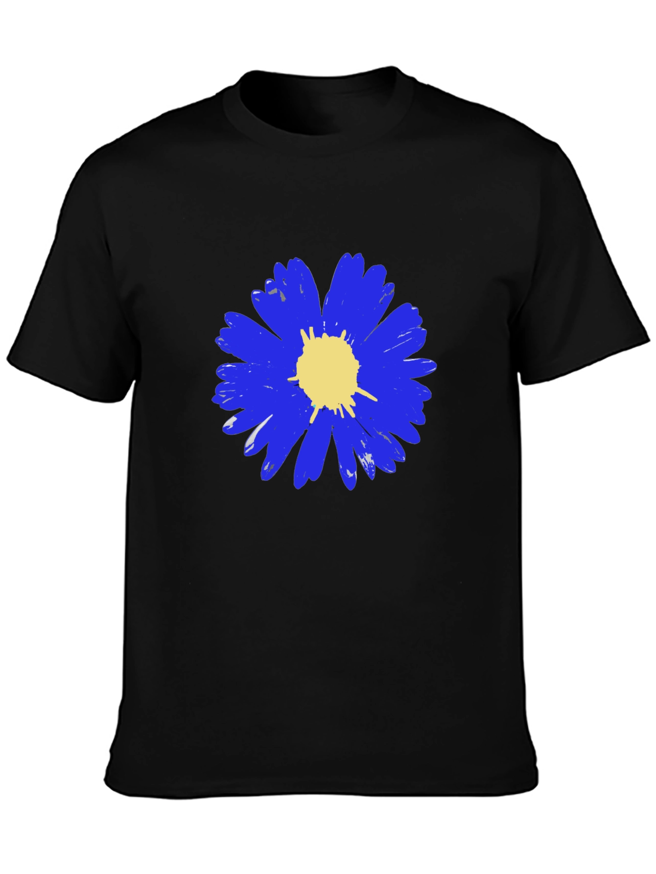 Blue Daisy Graphic Tee - Mens Black T-Shirt