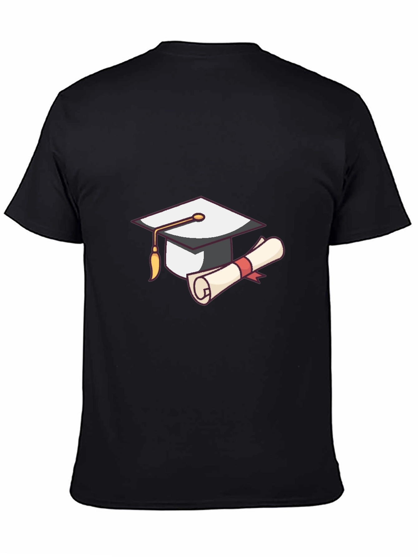 Graduation Cap & Diploma Graphic Tee - Black