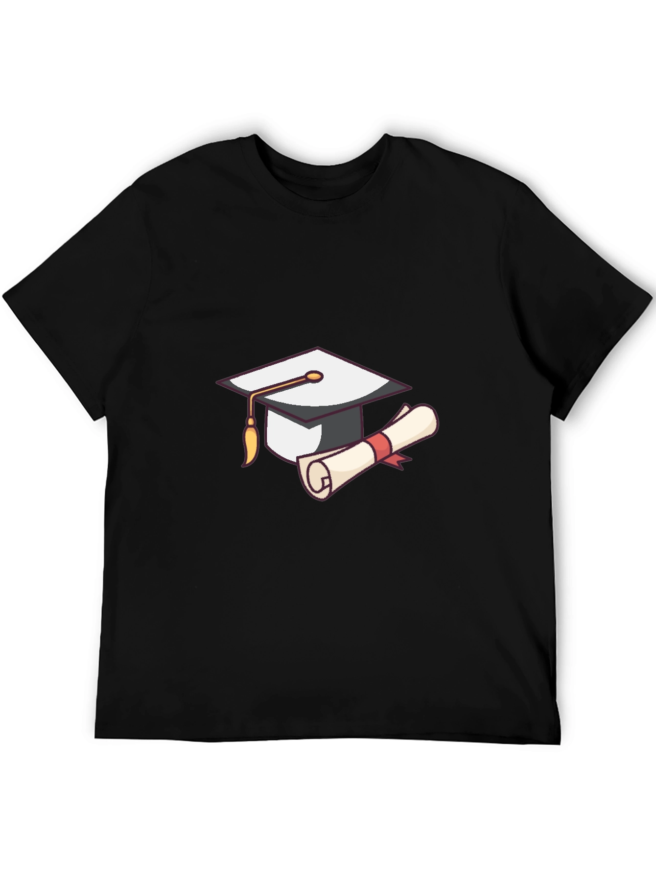 Graduation Cap & Diploma Graphic Tee - Black