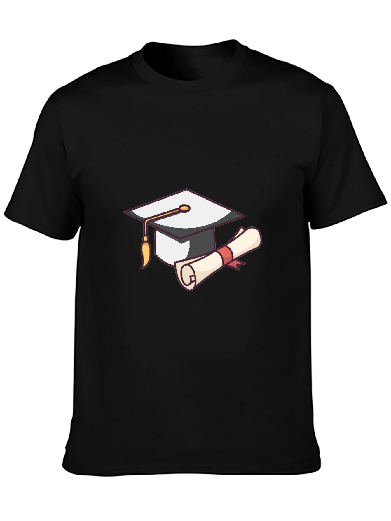 Graduation Cap & Diploma Graphic Tee - Black